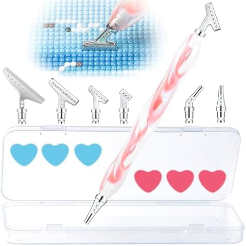 Sonsage Diamond Art Painting Resin Pen DIY 5D Red Diamonds Art Accessories and Tools Metal Tips Ergonomic Multi Refillable Applicator Holder Supplies Cover