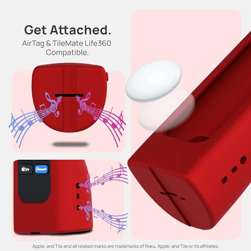 Image of GripStand by 73&Sunny Silicone Remote Cover for Roku Voice, Stand Up Design, Enhanced Grip, Compatible with TV Streaming Stick Plus 2025 4K /HD /HDR, Fits AirTag & Tile Mate, Fiery Red