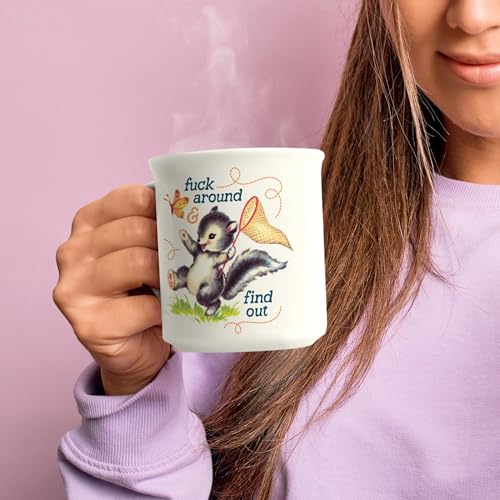 Image of Genuine Fred FIND OUT, Say Anything Mug, 16-Ounce Ceramic Mug, Microwave and Dishwasher Safe, Double-Sided Artwork