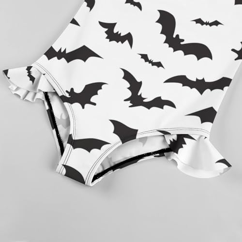 Girls One Piece Swimsuit Cute Alpacas Hearts Stars Ruffles Swimwear Bathing Suits 3-12 Years4