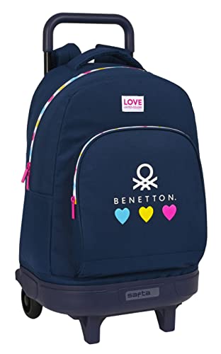 Safta M918d  Benetton Love Mochila Grande con Ruedas  Compacta  Extraíble  Ideal Diferentes