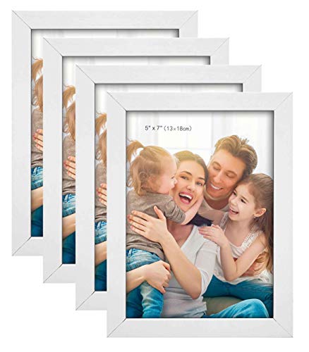 Cadres Photo en Bois, Vintage Cadre en Bois Rustique Cadre Photo (Blanc, Lot de 4 en 13x18 cm) Cover
