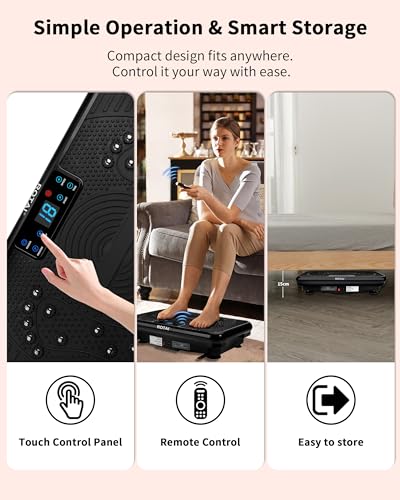 Image of ROTAI Vibration Plate Exercise Machine with Bluetooth & LED Display, Plate Exercise to Help Weight Loss, Body Vibration Supports Lymphatic Drainage, Quiet Vibrating Plate for Home Fitness(Black)