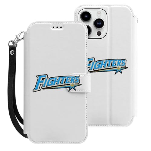 iPhone15ProMax用ケース 手帳型 北海道日本ハムファイターズ 野球応援 アイフォン15ProMax用ケース 財布型 スマホケース PUレザー カード収納 スタンド機能 ストラップ付き おしゃれ 応援グッズ