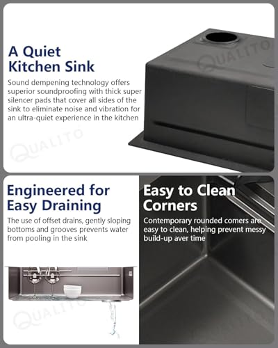 Image of TrueSink 24x18 Multifunction Sink | Waterfall and 3 Type Water Outlet Pull Out Faucet Waterfall Kitchen Sink | Anti Scratch Honey Comb Design Smart Sink with Automatic Cup Washer