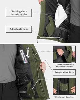 33,000ft Ski-jack voor heren, waterdicht, winddicht, warme outdoorjas, winterjas, functionele jas, ademende snowboardjas, softshelljas met capuchon, rood, XXL