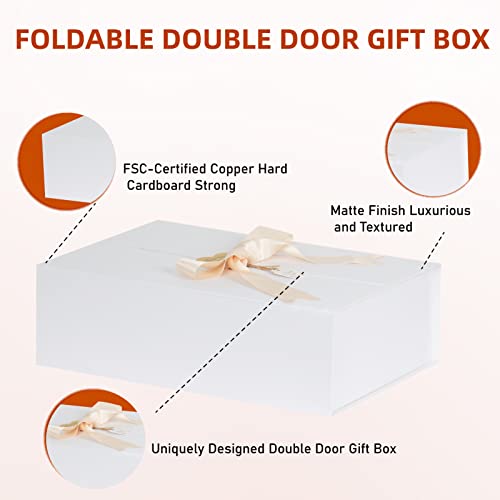 Charmgiftbox Gift Boxes With Lids, 8.5"X8"X4" Small White Gift Box With Ribbon Card Fancy Gift Wrap Boxes For Wrapping Presents Festival Anniversary, Birthday Weddings,Bridesmaid Proposal Box #TOP5