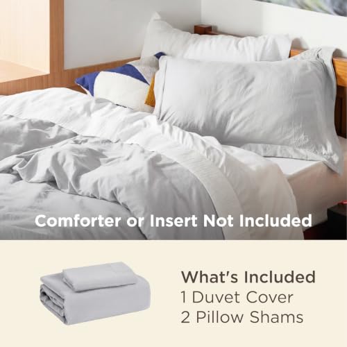Image of Bedsure Prewashed Twin Duvet Cover, Cotton-Like Bedding Set, Light Grey | Ultra Soft, Relaxed Texture, Twin XL Breathable Comfort, Hidden Zipper, 8 Corner Ties, Easy Care, OEKO-TEX, Year-Round Use