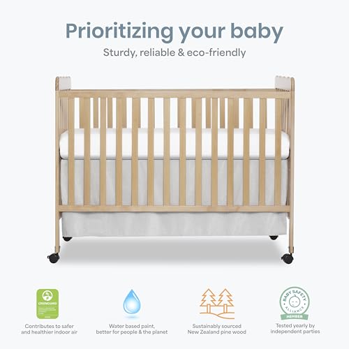 Image of Dream On Me Carson Classic 3-in-1 Convertible Full-Size Baby Crib in Barnwood Natural, GreenGuard Gold & BSA, 4 Mattress Heights, Converts to Day & Toddler Bed, Locking Wheels, Classic Nursery Design