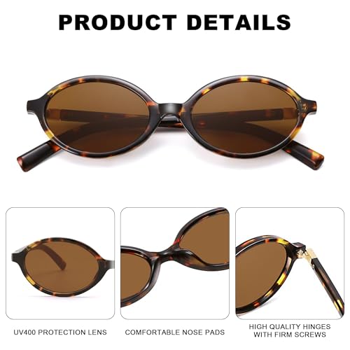 Pro Acme Retro Oval Sunglasses for Women 90s Vintage Trendy Sunnies UV400 Protection Shades4