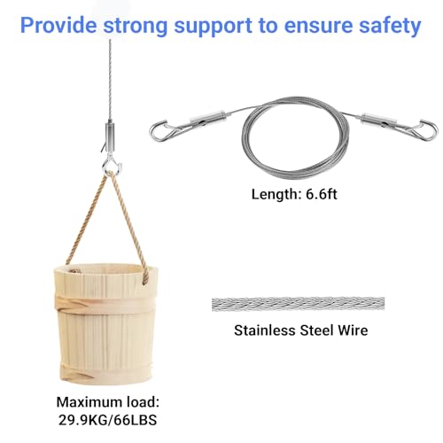Image of 8PCS Adjustable Picture Hanging Wire Kit Heavy Duty Picture Frame Mirror Hanging Wire Kit 6.6FT Stainless Steel Wire for Hanging Pictures,Frame,Paintings,Flowerpot,Decorations,Supports Up to 66lbs
