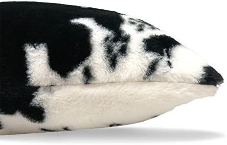 Miniatura 5 de TOMWISH Juego de 2 fundas de almohada de piel sintética de 20 x 20 pulgadas, color blanco y negro, con estampado de acento de piel de vaca,