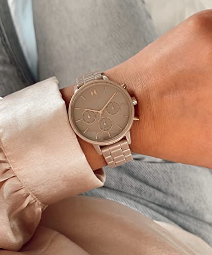 Image of MVMT Nova Qtz Multifunction Taupe Round Dial Women's Watch | Taupe Ceramic Material | Bracelet Watch - 28000202-d