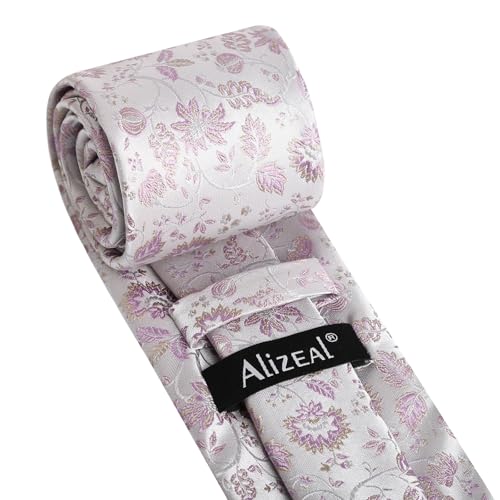 Image of Alizeal Mens 3.15inches Leaf Flower Pattern Tie Set | Floral Pattern Pocket Square Perfect for Fall Winter Business and Holiday Events