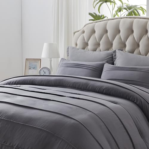 IUiugeig King Size Comforter Set, 3 Pieces- Soft Washed Microfiber Comforter with 2 Pillowcases Shams, Fluffy Lightweight Down Alternative Bedding Comforter Sets for All Season