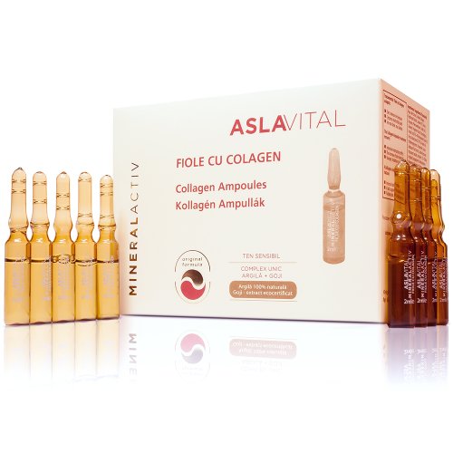 ASLAVITAL MINERALACTIV - Collagen Ampoules (Organic Goji Berry Extract/ 100% Natural Clay) (FOR EXTERNAL USE ONLY!)