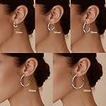 MILACOLATO S925 Sterling Silver Hoop Earrings 14K Real Gold Plated Hoops 3mm Chunky Large Big Hoop Earrings Hypoallergenic Lightweight Earrings for Women 15/20/30/40/50/60/70mm - Image 4