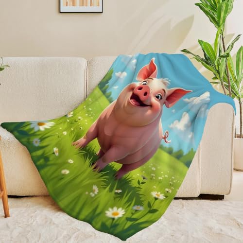 Plaid polaire dessin animé cochonnet mignon chaud et doux