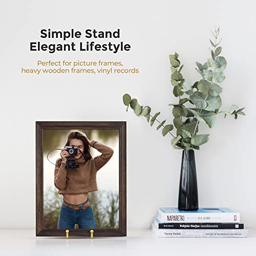 Image of TR-LIFE Plate Stands for Display - 6 Inch Holder + Metal Frame Stand for Picture, Decorative Plate, Photo Easel, Tabletop Art (Gold 2 Pack)