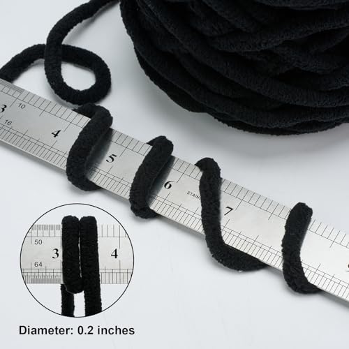 Image of INNDUN Blanket Yarn 3 Pack of 100g /3.5oz - Black Chenille Yarn 6 Super Bulky - Knitting, Crocheting & Crafts Chunky Yarn