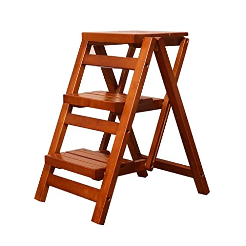 Taburete escalonado de madera maciza con acabado premium y estructura plegable de doble uso 2