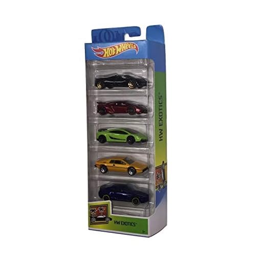 Hot Wheels 2019 HW Exotics 5-Pack (Pagani Huayra Roadster, Lamborghini Sesto Elemento, Lamborghini Gallardo LP 570-4 Superleggera, Lotus Esprit S1, Aston Martin V8 Vantage)
