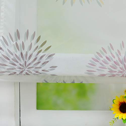 Eslir Roman Blind No Drilling Required Roman Curtain with Eyelets Transparent Curtains with Hooks Eyelet Roller Blind with Circle Motifs Modern Voile Purple W x H 80 x 140 cm 1 Piece - Image 3