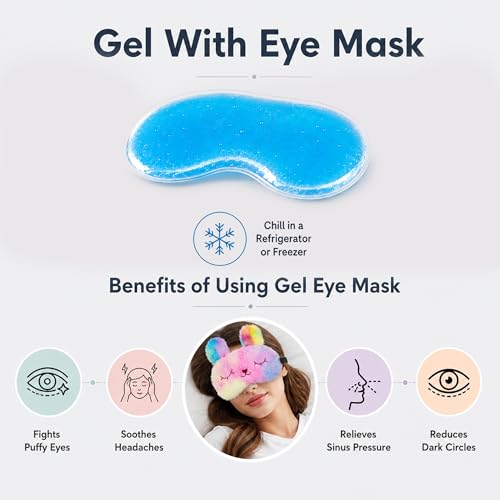 Image of Jenna Eye Mask for Sleeping with Adjustable Strap Super Soft Sleeping Mask Blind Fold for Comfortable Sleep Travelling Sleep Mask Pad for Girls Sleeping (Bunny-Multi-Gel)