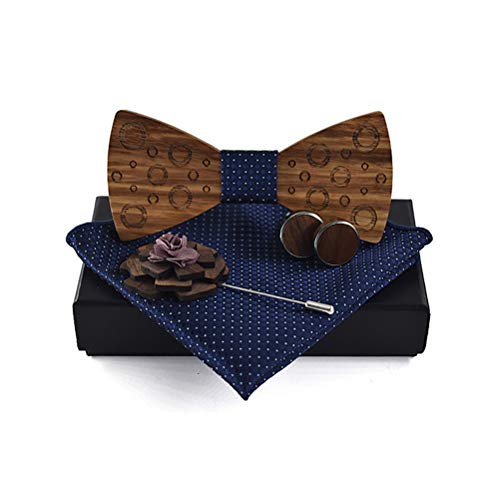 Aisence - Juego de pajaritas de madera para regalo de Navidad, hechas a mano, pajarita de madera personalizada, corbata de lazo creativa para boda No2 1