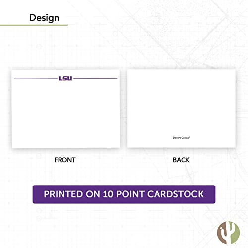 Image of Desert Cactus LSU 10 Pack Notecards Stationery Cardstock Tigers Geaux Louisiana State University Includes Envelopes Memo Party Thank You (Notecard 1a)