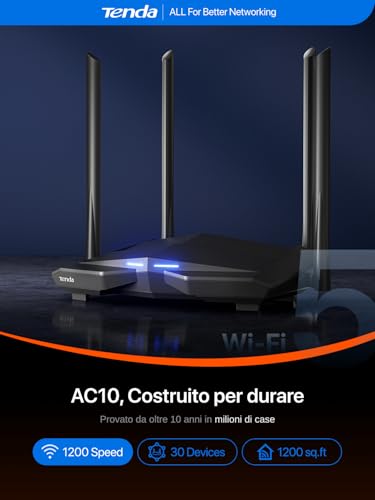 AC10 Gigabit Router Wi-Fi Dual Band AC1200 Wireless, 4 Porte Gigabit, Parental Control e Rete Ospiti, IPTV, VPN Server, IPv6, WPS, Adatto per Case a Un Piano - Router - Immagine 2