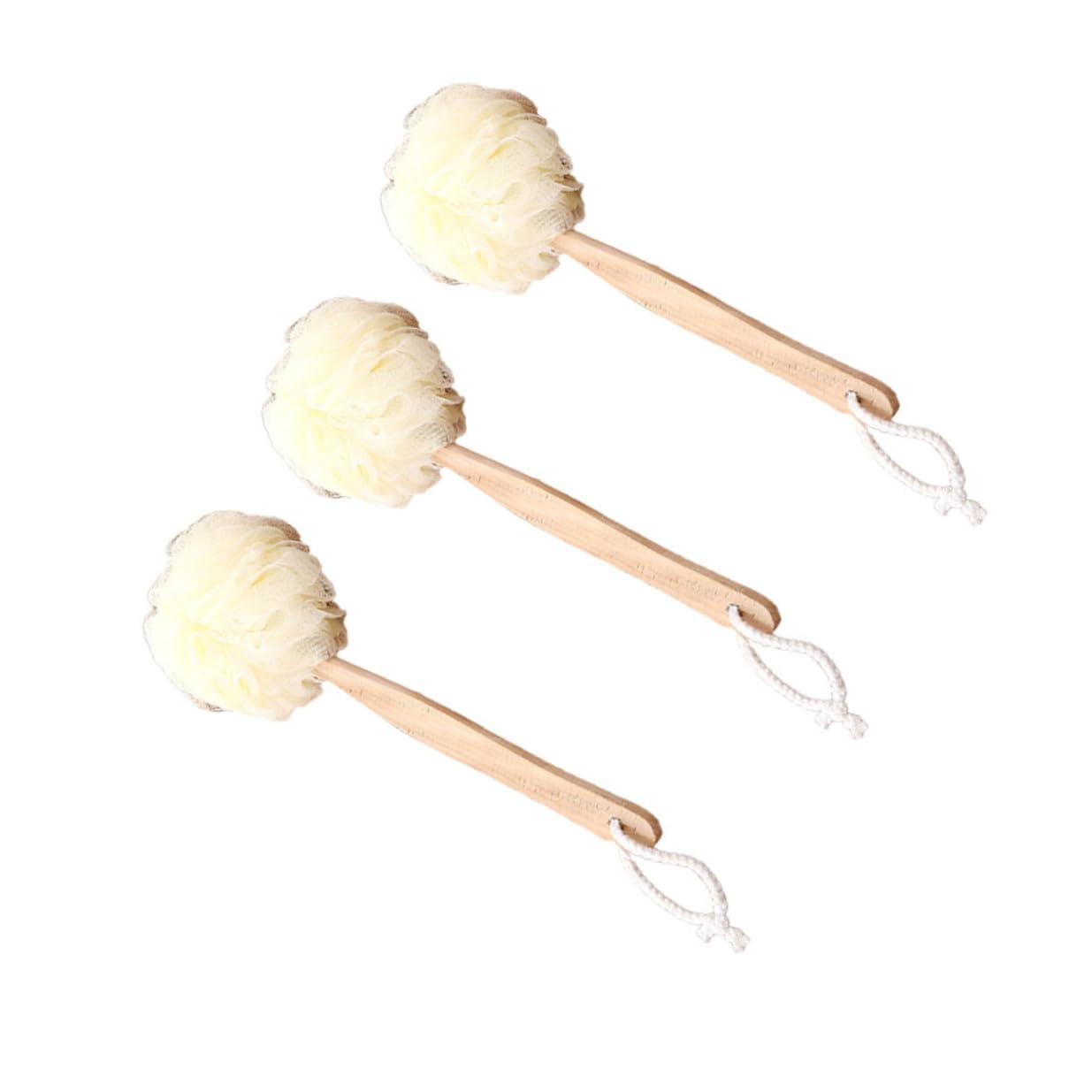 Homoyoyo 3 piezas Cepillo de Baño con Mango Esponja Exfoliante de Nylon para Ducha Accesorio Baño Cómodo y Ergonómico Limpieza Eficaz Piel y Circulación