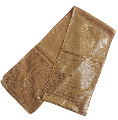 Kvr Neck Sequin Sparkle Glitter Scarfs Fashionable Women Club Party Evening Long Thin Skinny Wedding Tie Bow Shawls Neckerchief (Sequin Scarfs, Gold-180Cm Long X 30Cm Wide) #TOP2