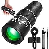 【16x52 単眼鏡】スマホ望遠レンズ 高倍率 望遠鏡 スマホレンズ 小型 単眼望遠鏡 片手操作 簡単装着 品質な視界 写真撮る 単眼きょう ぼうえんきょう 高級Bak4プリズム 高透過率 防水 広角レンズ【伸缩三脚＆スマホホルダー＆携帯袋＆日本語説明書】耐久性高い バードウォッチング/野球観戦/運動会/子供プレゼント