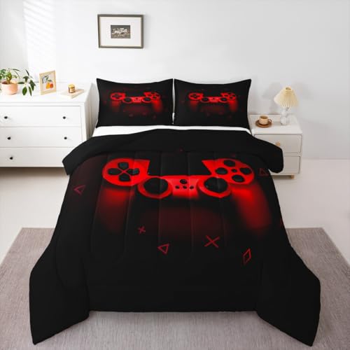 Boys Gamer Comforter Set,Gamepad Bedding Set Kids Young Man Video King