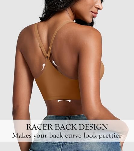 Image of DEANGELMON Front Closure Bras for Women Racerback Bra No Underwire Seamless Push Up T-Shirts Bras Supportive Womens Bralettes