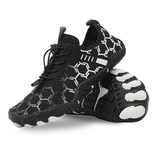 Hike Barefoot Shoes for Womens Mens, Pro Hiking Shoes Comfortable Healthy & Non-Slip Breathable, Wide Toe Box Water Shoe for Walking, Running Athletic Beach Pool Swim, 1809, Black 37