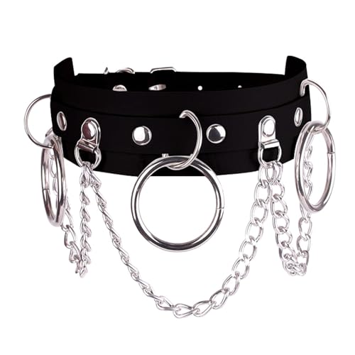 3 Pcs Women's Soft Leather Choker Necklace and Bracelets Wristbands Set, Cool Punk Goth Emo Accessories for Rocker Man2