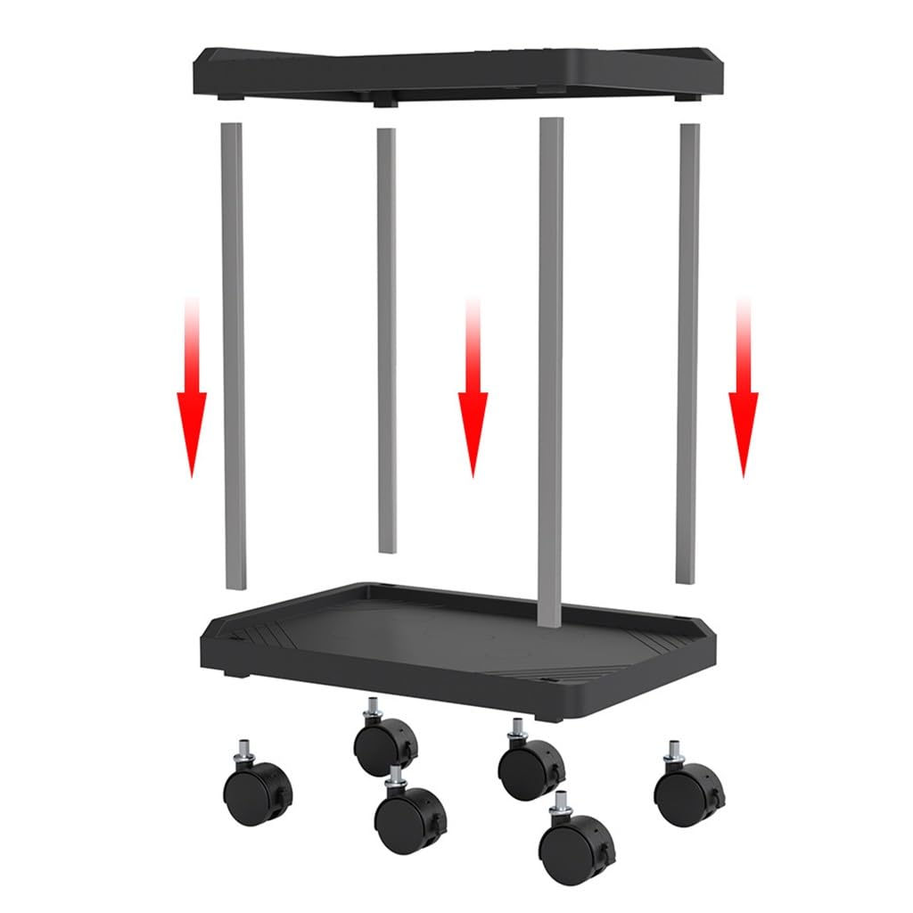 Computer Tower Stand, Desktop Computer Stand with 6 Lockable Wheels, 2-Tier CPU Holder Cart For Home Office (Color : Negro, S : 45.5 * 22.5 * 69cm)