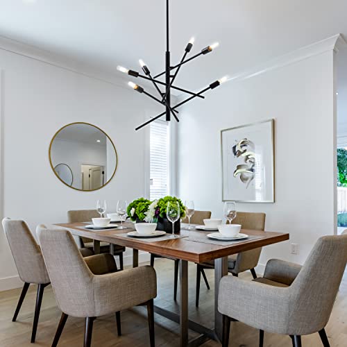Viluxy Modern Chandelier Lighting Fixture Matt Black Finish Mid-Century Pendant Lighting For Dining Room Bedroom Kitchen Living Room 6-Light #TOP2
