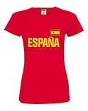 Go All Out Medium Red Womens Espana Futbol Spain Soccer Jersey Style Deluxe Soft T-Shirt