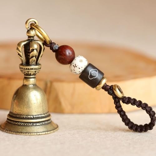Retro Copper Bell Wind Chimes, Bell Creative Solid Brass Bell Handicraft for Decoration Car Pendant Small Circle Hand Bells and Chimes
