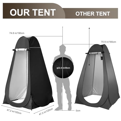 Pop up Tent -Privacy Changing Tent,Outdoor Camping Shower Tent, Camping Toilet - Lightweight, Easy to Install, Foldable - Comes with Portable Bag(Black) image 5