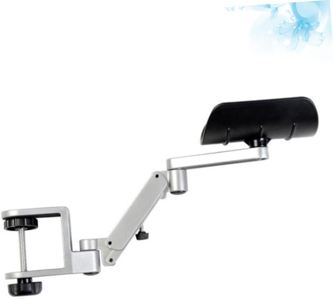 Adjustable Ergonomic Computer Arm Support Bracket for Pain Relief Aluminum Mouse Pad with Wrist Rest for Office and Home Use Silver