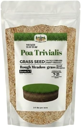 Old Cobblers Farm™ Wicked Tuff Turf POA Trivialis (Grasses) – Shade-Tolerant Grass Seed for Cool-Season Lawns (5 lbs | 10 lbs | 15 lbs | 20 lbs) (5lbs)
