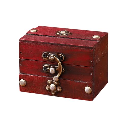 Baúl de madera, almacenamiento decorativo antiguo, organizador de almacenamiento de joyas, para oficina, mesa, armario, tocador, dormitorio, mesita de noche