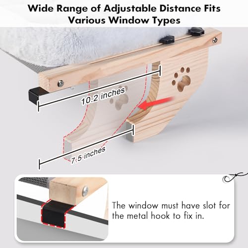image for AMOSIJOY Cat Sill Window Perch Sturdy Hammock Window Seat with Cushion