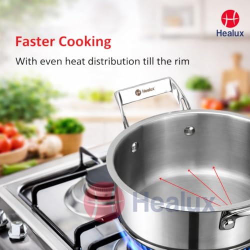 Healux Triply 22cm Sauce Pot with Glass Lid – 4L| Induction Friendly, Oven and Dishwasher Safe | 5 Years Guarantee – Silver | 304 Stainless Steel - Image 5