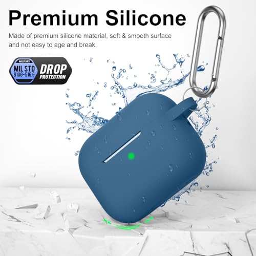 Image of for AirPods Pro 2nd 1st Generation Case Cover with Keychain, Protective Soft Silicone Skin Accessories for Apple AirPods Pro Charging Case 2022 /2019, Front LED Visible, Sea Blue