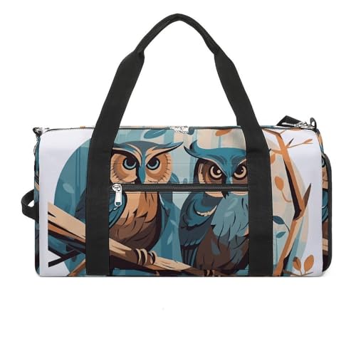 Sac de sport avec compartiment chaussures motif chouette Art Déco mixte